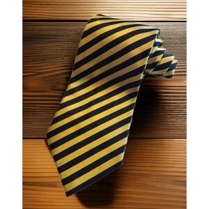 Venanzi Black Yellow‎ 100% Repp Silk Men's Neck Tie Made In Italy 56.5"x 4" 1521